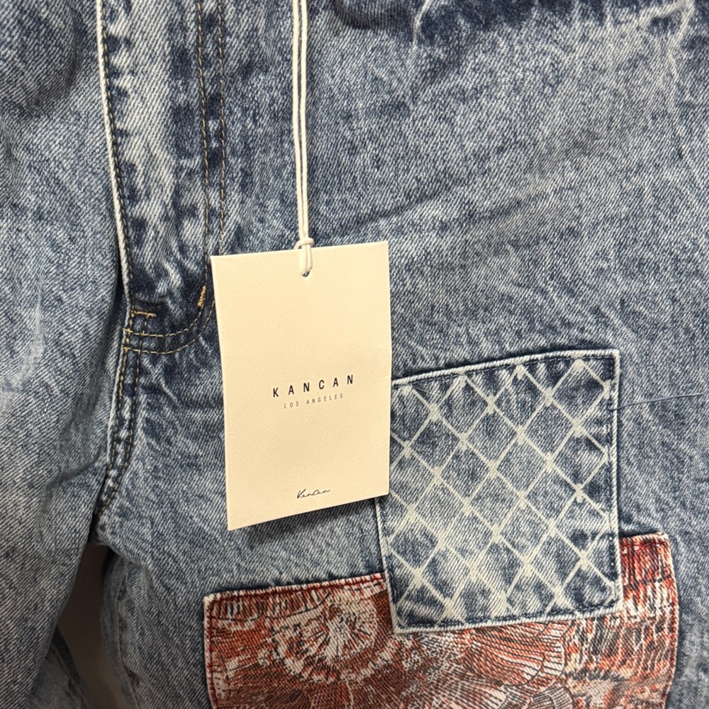 KanCan Patchwork Light Blue Straight Leg Jeans NWT - image 10